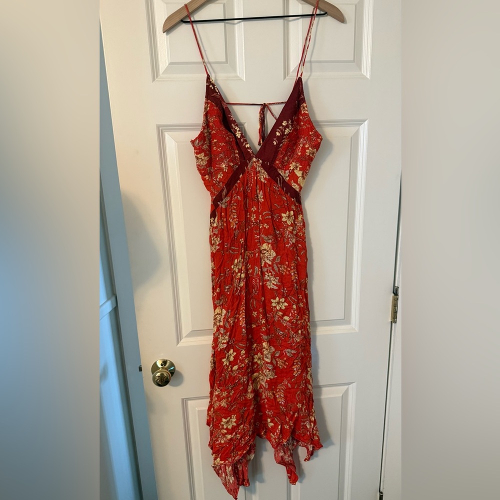 Free People Red and Cream Floral Dress